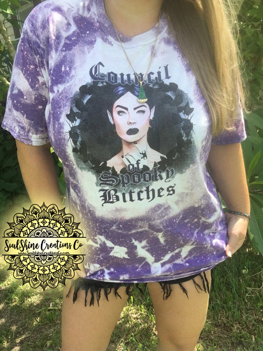 Council of Spooky Bitches Bleached Shirts