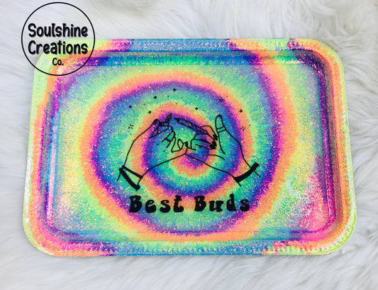 Best Buds Glitter Tie Dye Rolling Tray