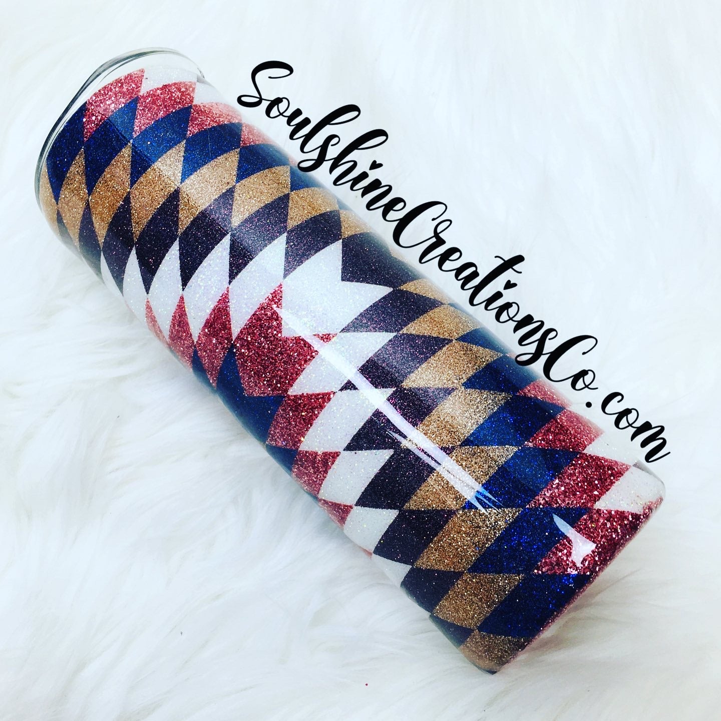 Rose Gold Geometric Pendleton Glitter Tumbler