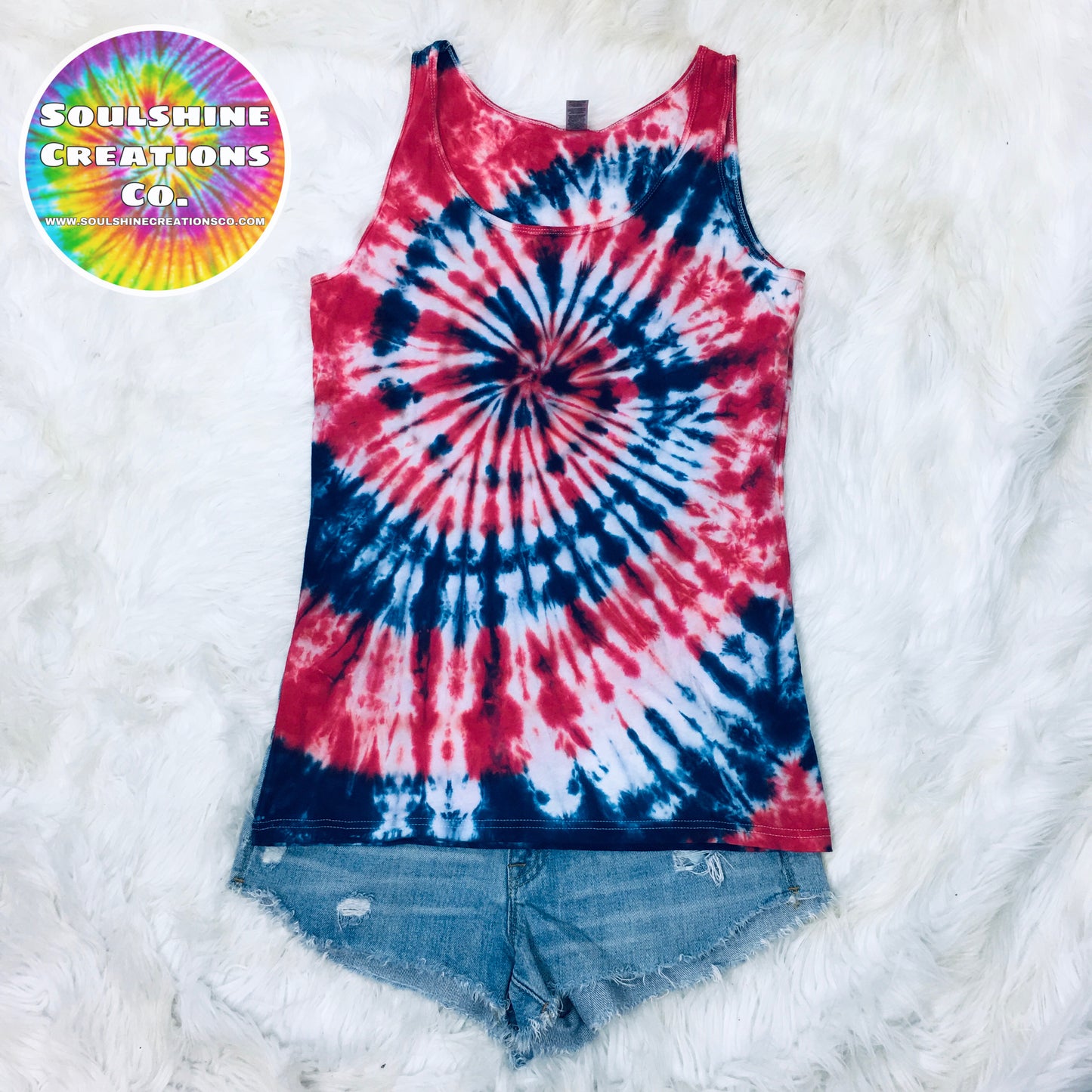 Independence Red White Blue Spiral Tie Dye Shirt