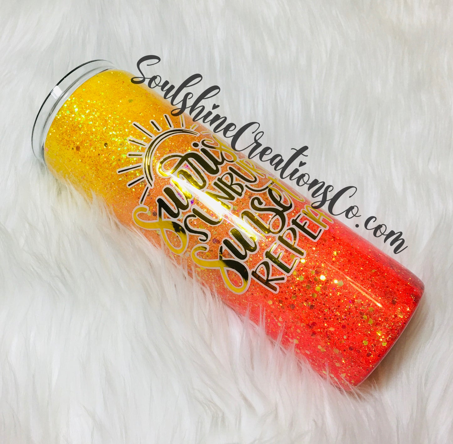 Sunrise Sunburn Sunset Repeat Ombre Glitter Tumbler