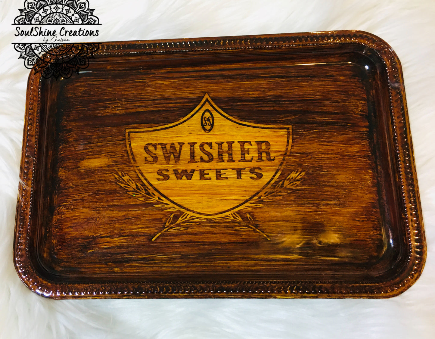 Swisher Sweet Double Woodgrain Rolling Tray