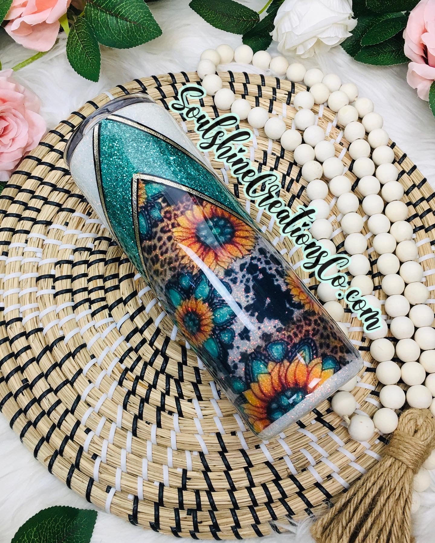 Boho Western V-Split Glitter Tumbler