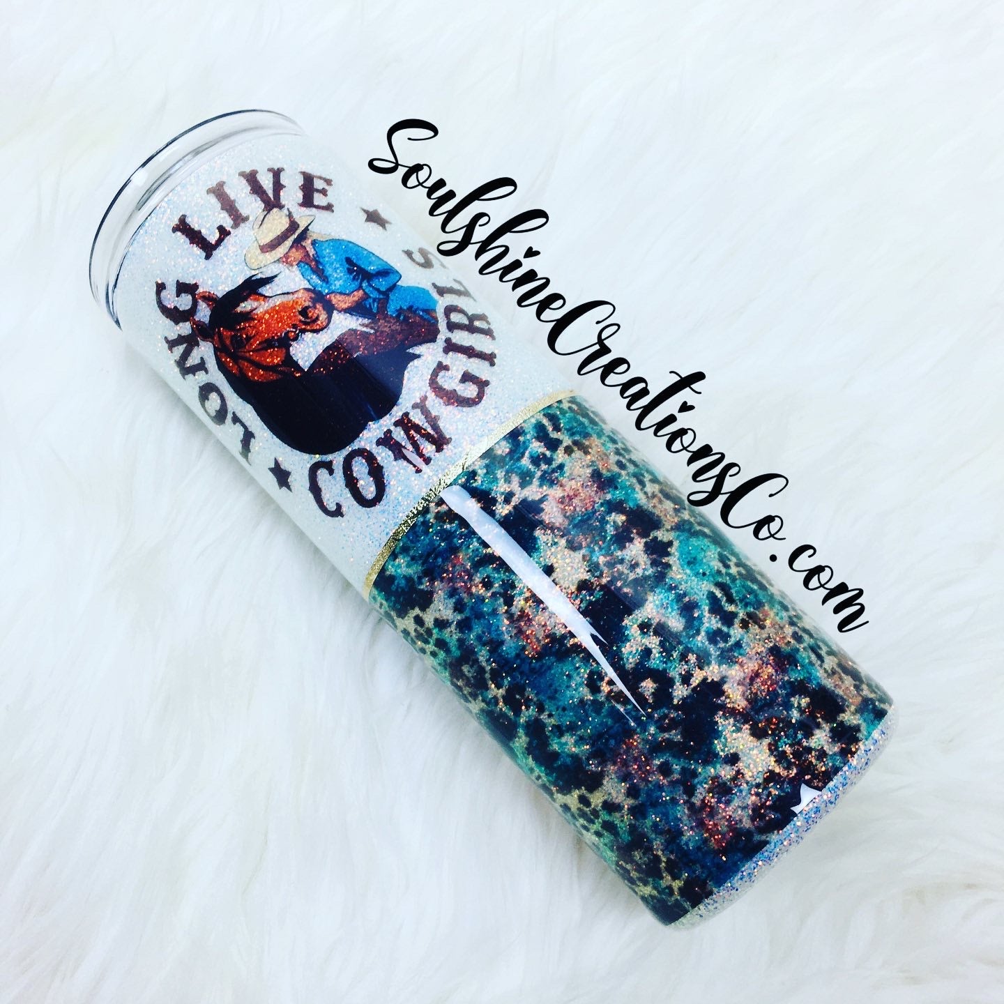 Boho Western Long Live Cowgirls Glitter Tumbler