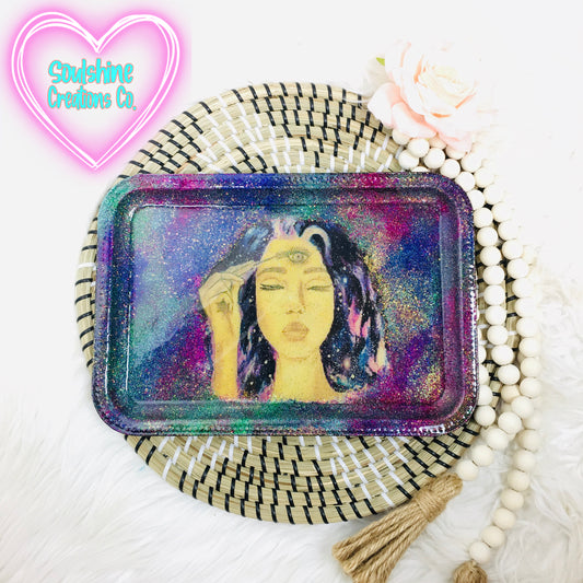 Third Eye Galaxy Girl Glitter Rolling Tray