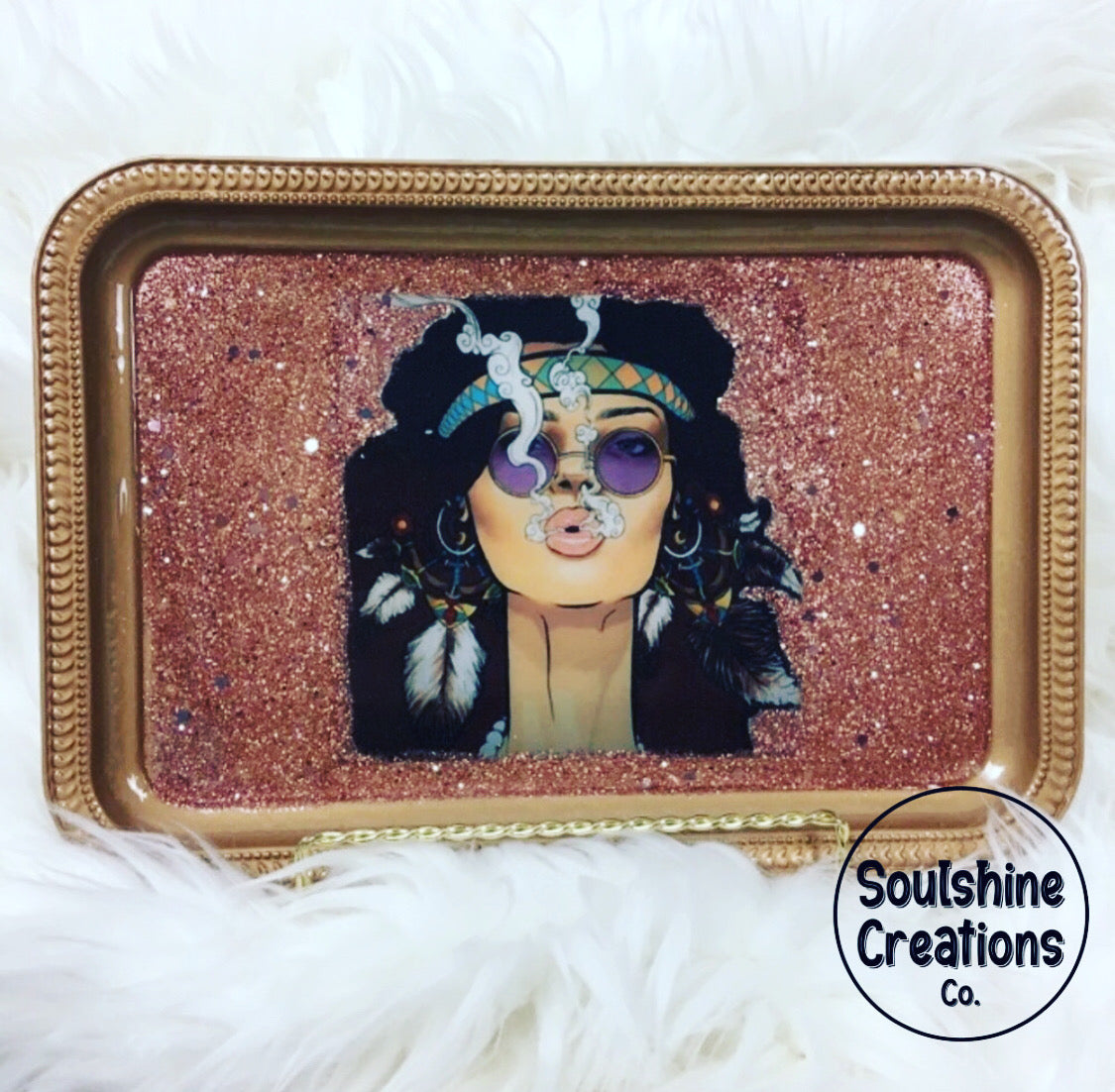 Hippie Chic Glitter Rolling Tray